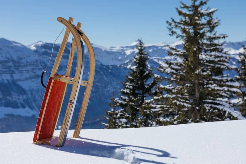 Rodeln in winterlicher Traumlandschaft. Foto: Vorarlberg Tourismus/Patrick Dopfer